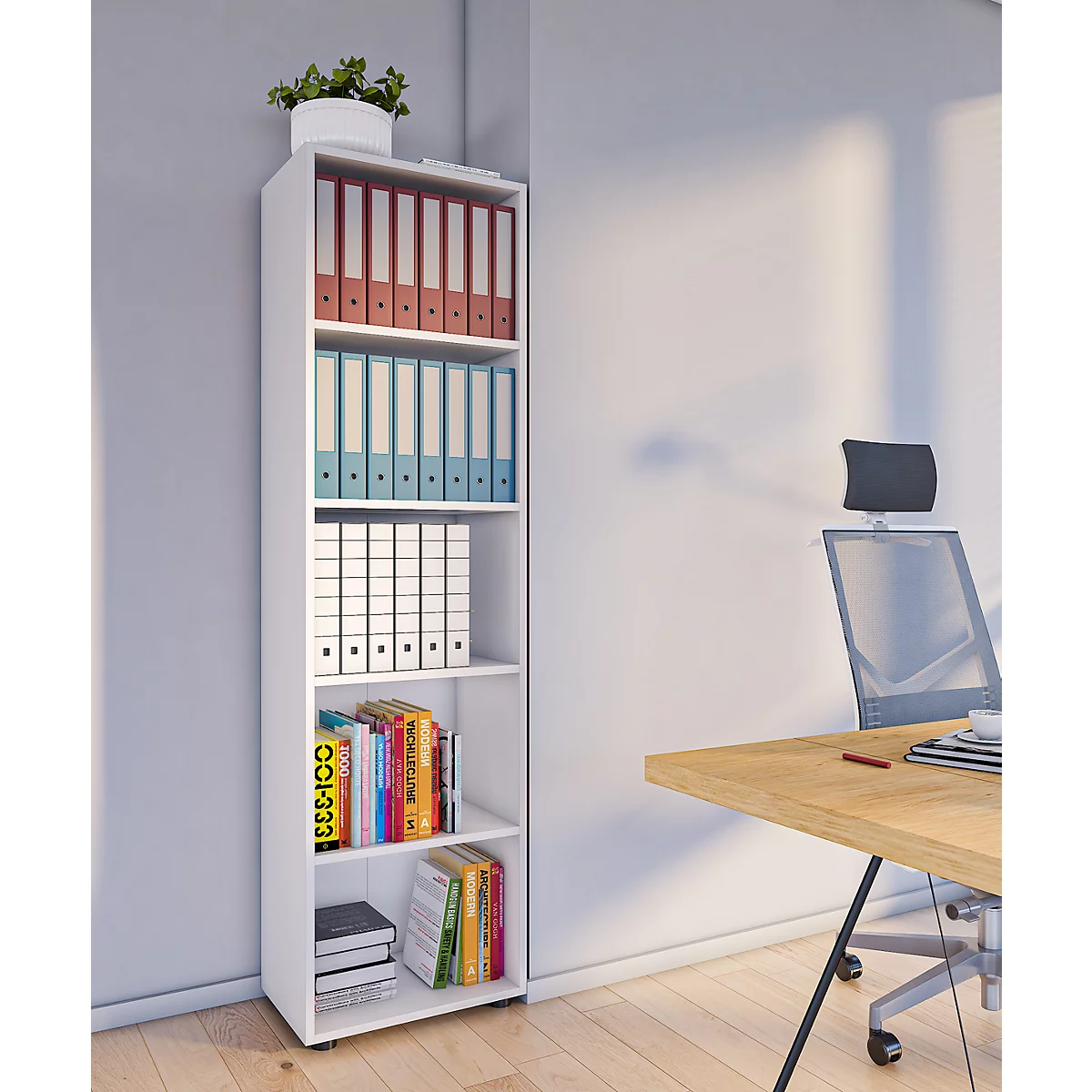 Boekenkast - hout - B 490 x D 320 x H 1780 mm - wit