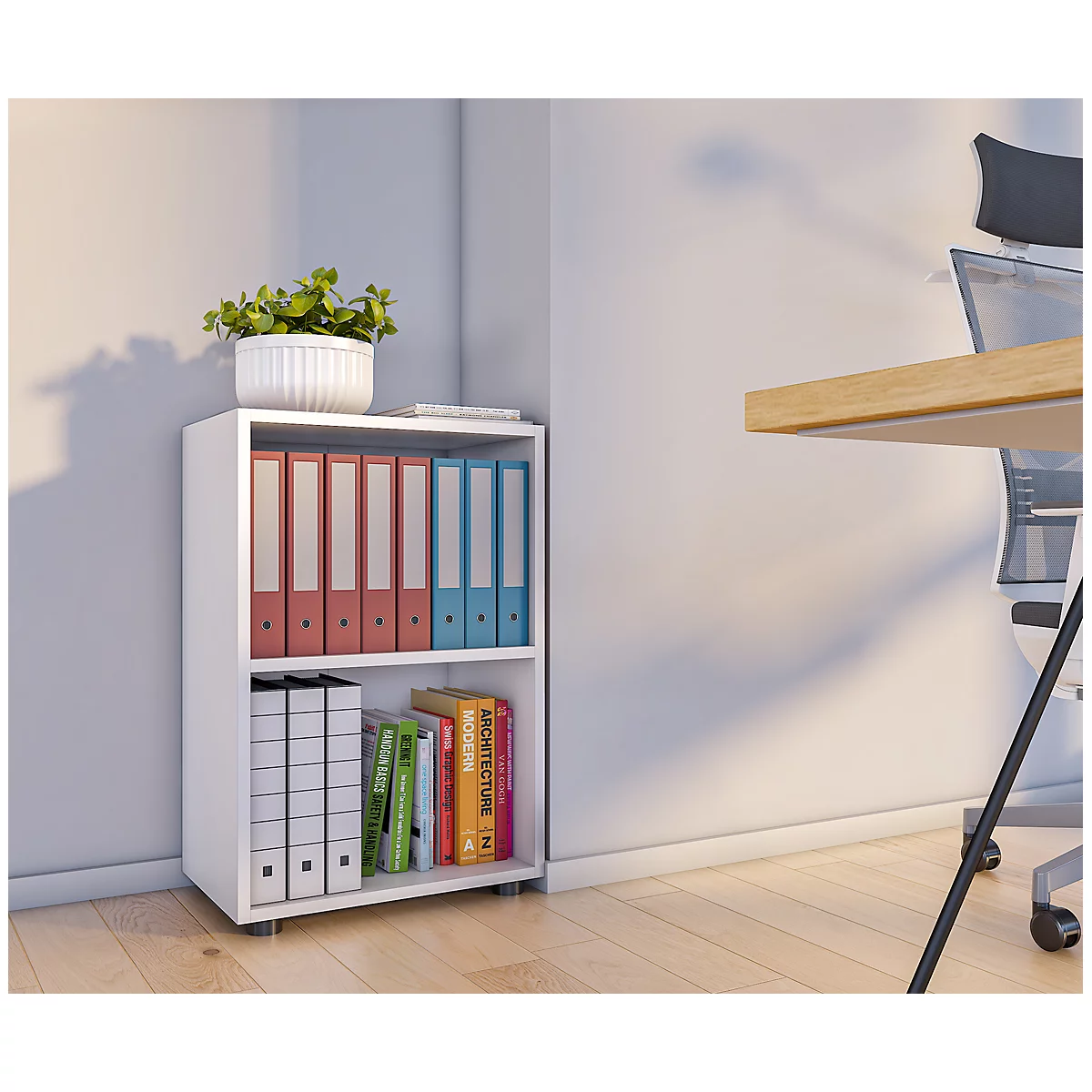 Boekenkast - hout - B 490 x D 320 x H 740 mm - wit
