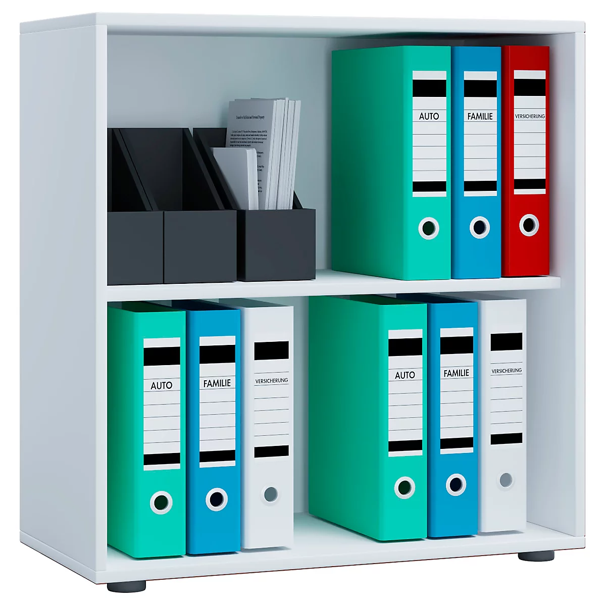 Boekenkast van hout, 2 OH, in hoogte verstelbaar legbord, B 700 x D 400 x H 740 mm, wit