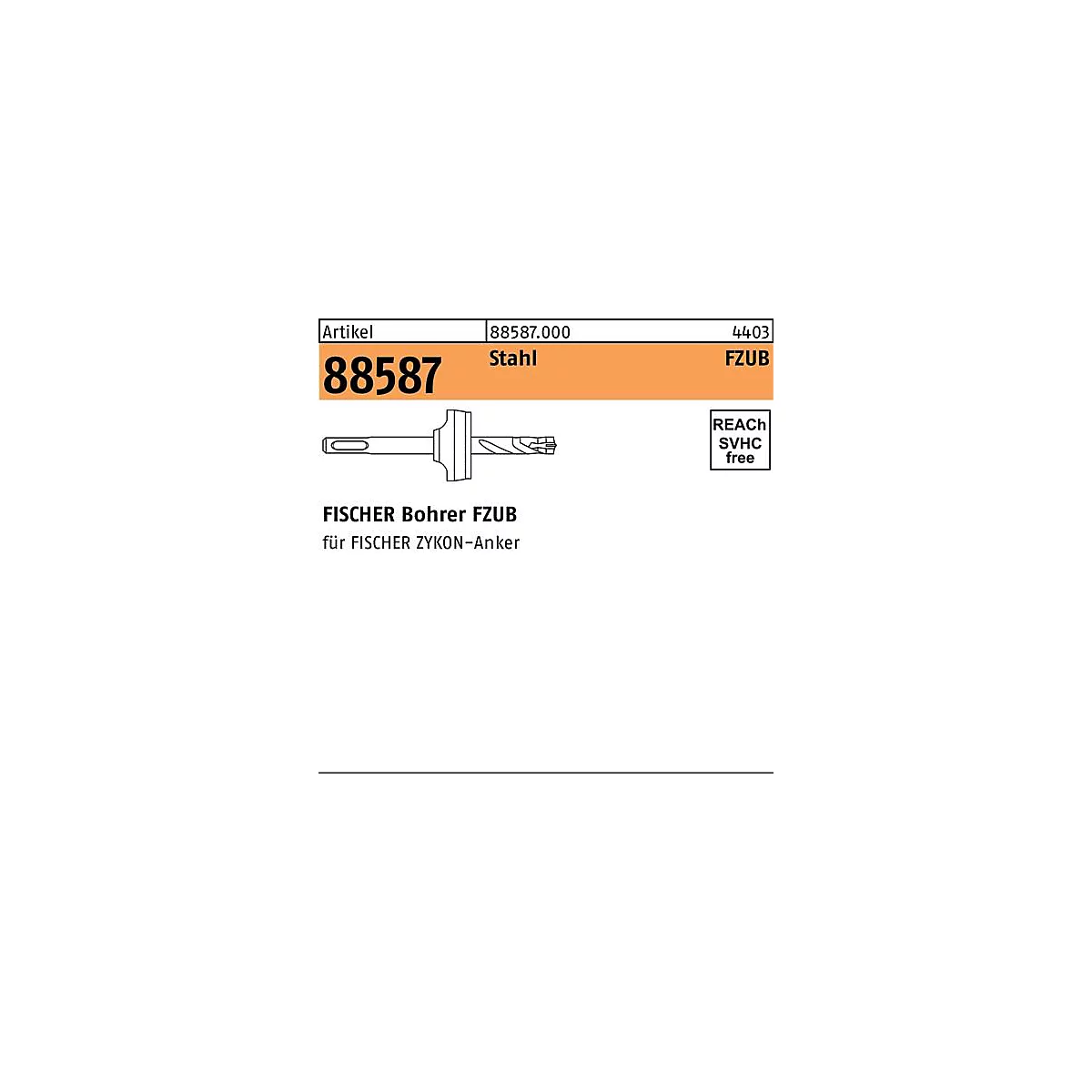 Bohrer R 88587 FZUB 10x 4 0 Stahl 1 Stück FISCHER