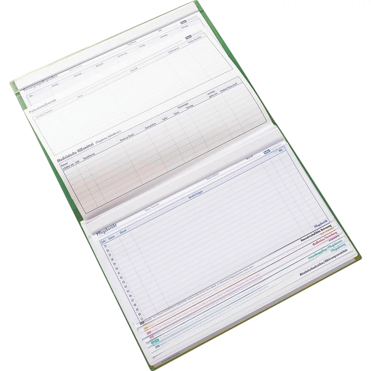 BOI patiëntendocumentatiemap Professional Line, DIN A4, transparante vakken, 10-kleurig tabsysteem, 4 nietmechanismen, groen