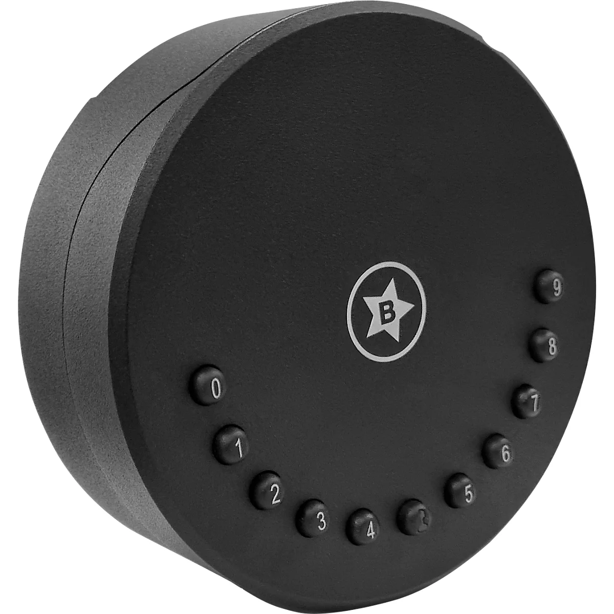 Boîte à clés Smart Keybox, ronde, Bluetooth/USB, commande par clavier &amp; app, jusqu'à 100 utilisateurs, IP65, fonctionnement sur piles, noir