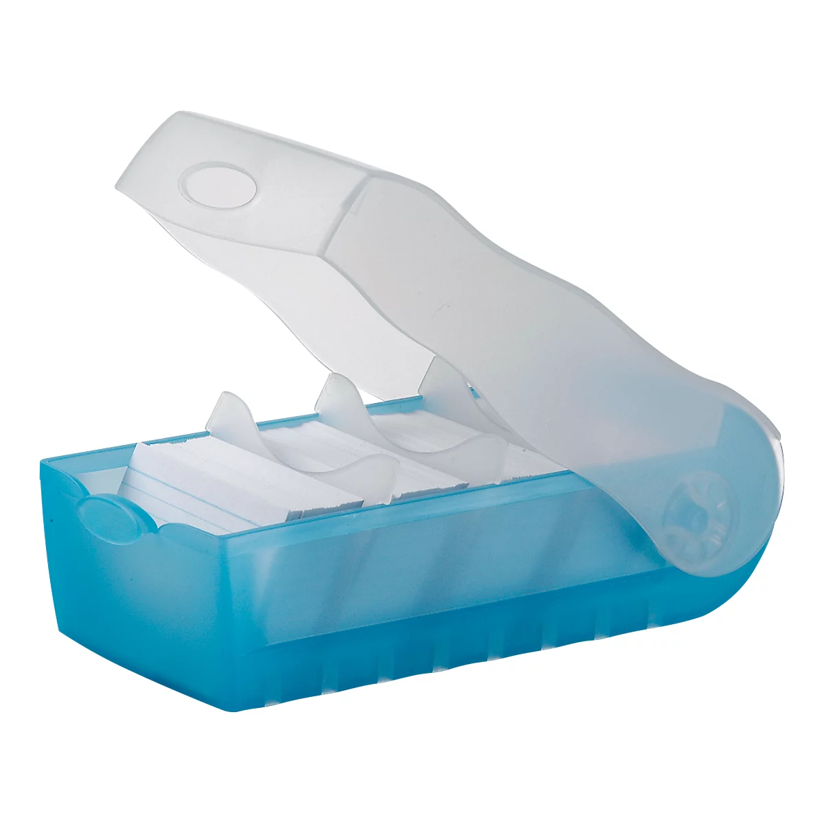 Boîte à fiches Croco HAN, plastique, format A7, avec couvercle, bleu translucide