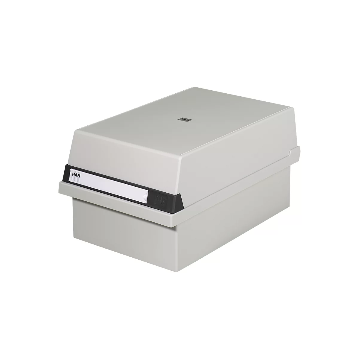 Boîte à fiches HAN, plastique, format A4 paysage, avec couvercle, gris