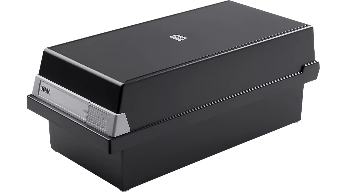 Boîte à fiches HAN, plastique, format A5 paysage, avec couvercle, noir