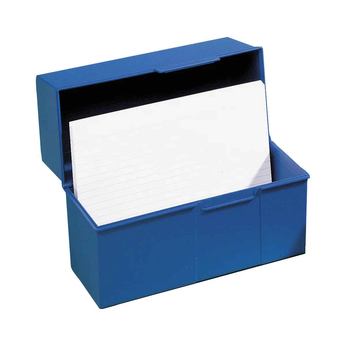 Boîte à fiches HAN, plastique, format A5 paysage, ouvert, bleu