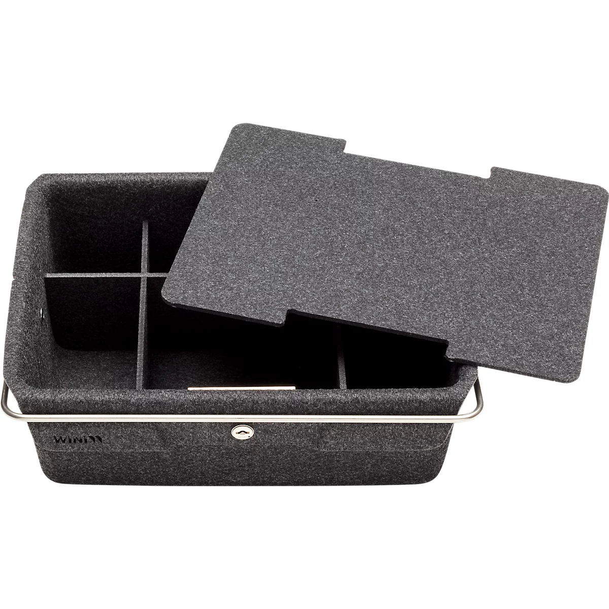 Boîte à ustensiles WINEA TOOLZ MyKit, compartimentage intérieur, serrure WINI, avec poignée, L 350 x P 247 x H 145 mm, gris