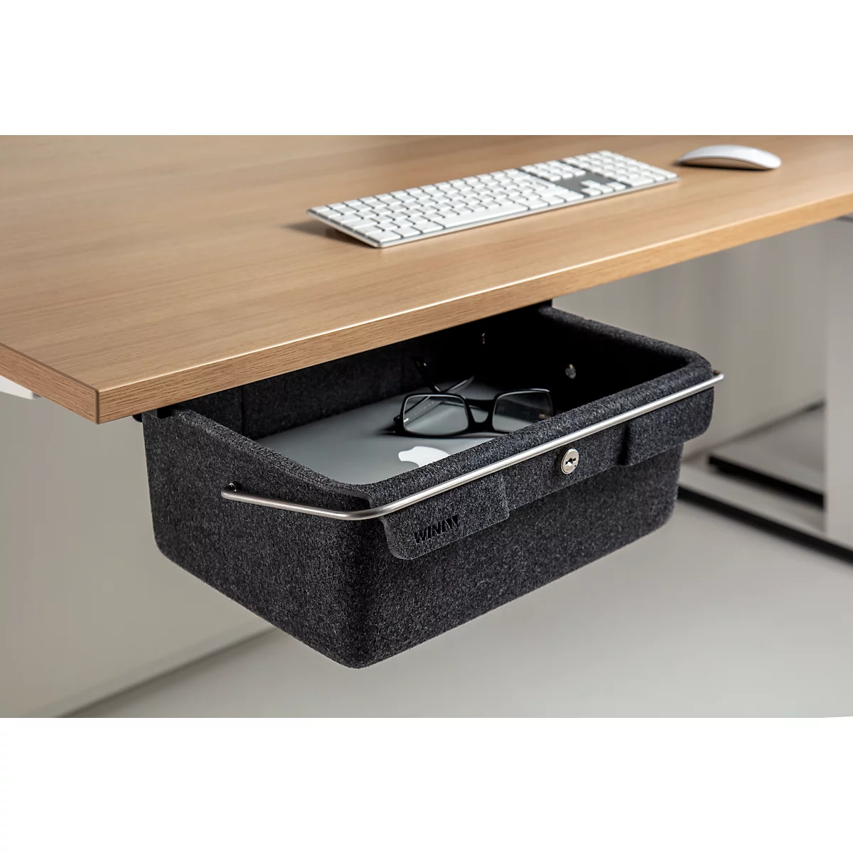 Boîte à ustensiles WINEA TOOLZ MyKit, compartimentage intérieur, serrure WINI, avec poignée, L 350 x P 247 x H 145 mm, gris
