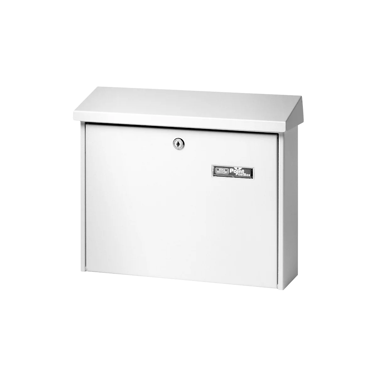 Boîte aux lettres Journal, tôle d’acier, entrée de courrier format C4, porte nom, serrure à cylindre, blanc