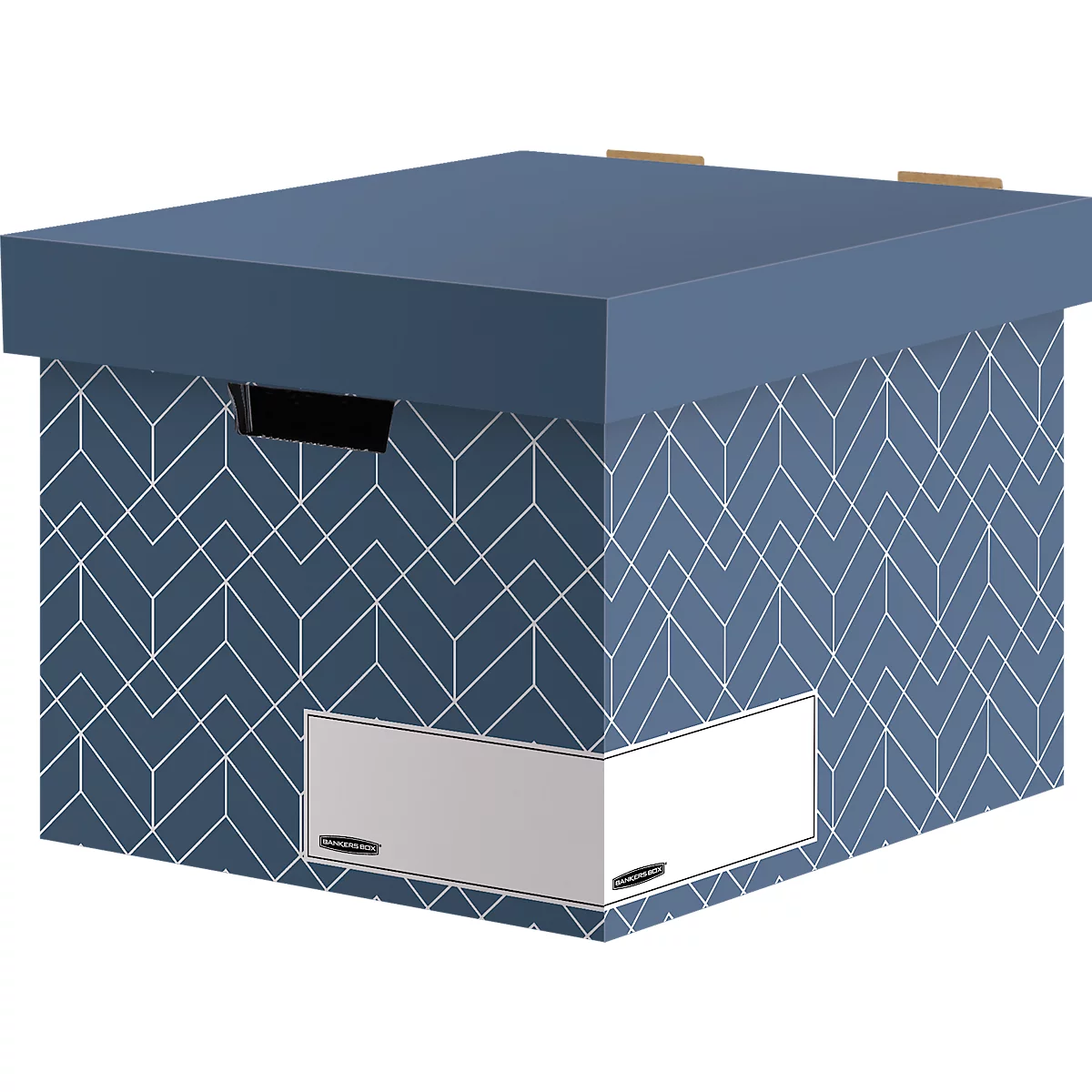 Boîte d'archives BANKERS BOX® Décor, carton certifié FSC®, L 390 x l 340 x H 291 mm, pour formats DIN A4, bleu ardoise, 5 pcs.