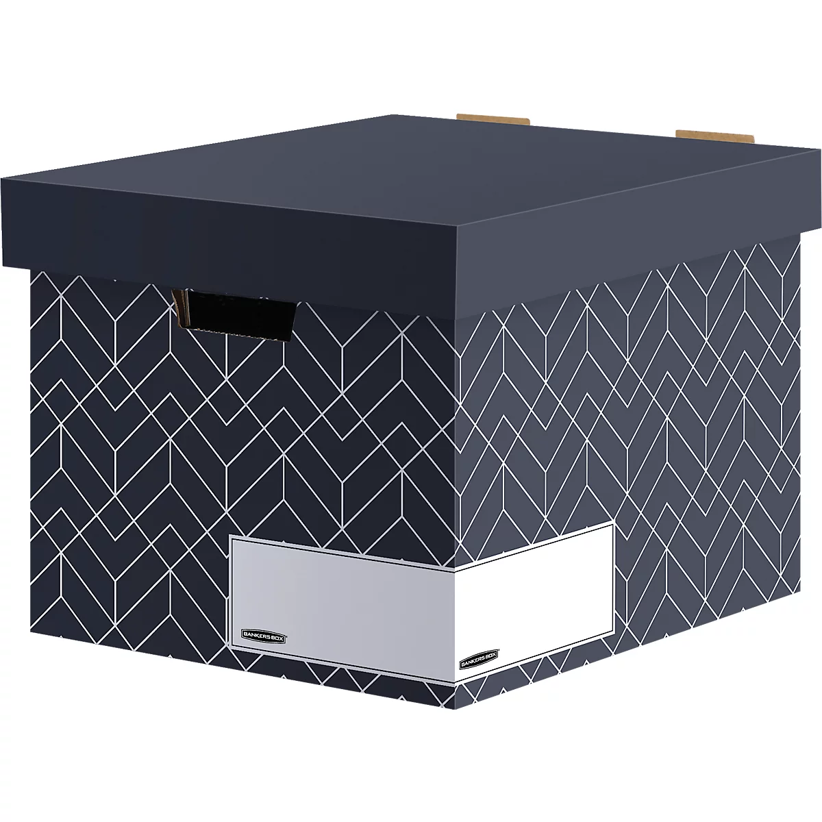 Boîte d'archives BANKERS BOX® Décor, carton certifié FSC®, L 390 x l 340 x H 291 mm, pour formats DIN A4, bleu nuit, 5 pcs.