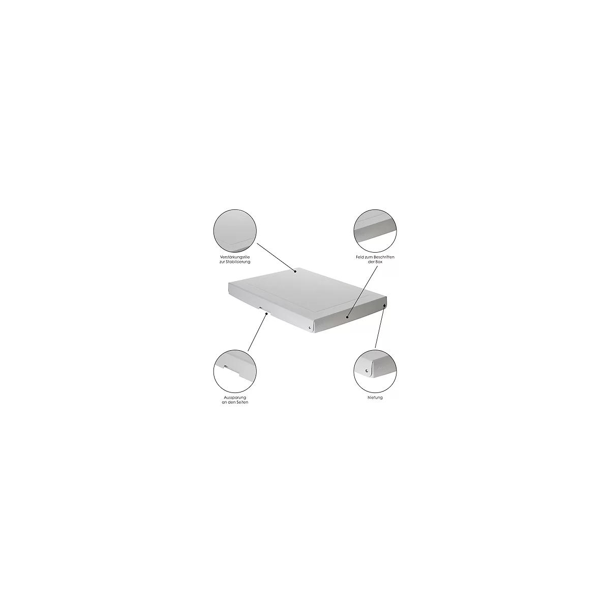 Boîte d'archives Falken PureBox PRO A3, pour jusqu'à 500 feuilles, DIN ISO 16245-A, avec champ d'inscription, L 440 x l 320 x hauteur de remplissage 40 mm, carton FSC®, blanc