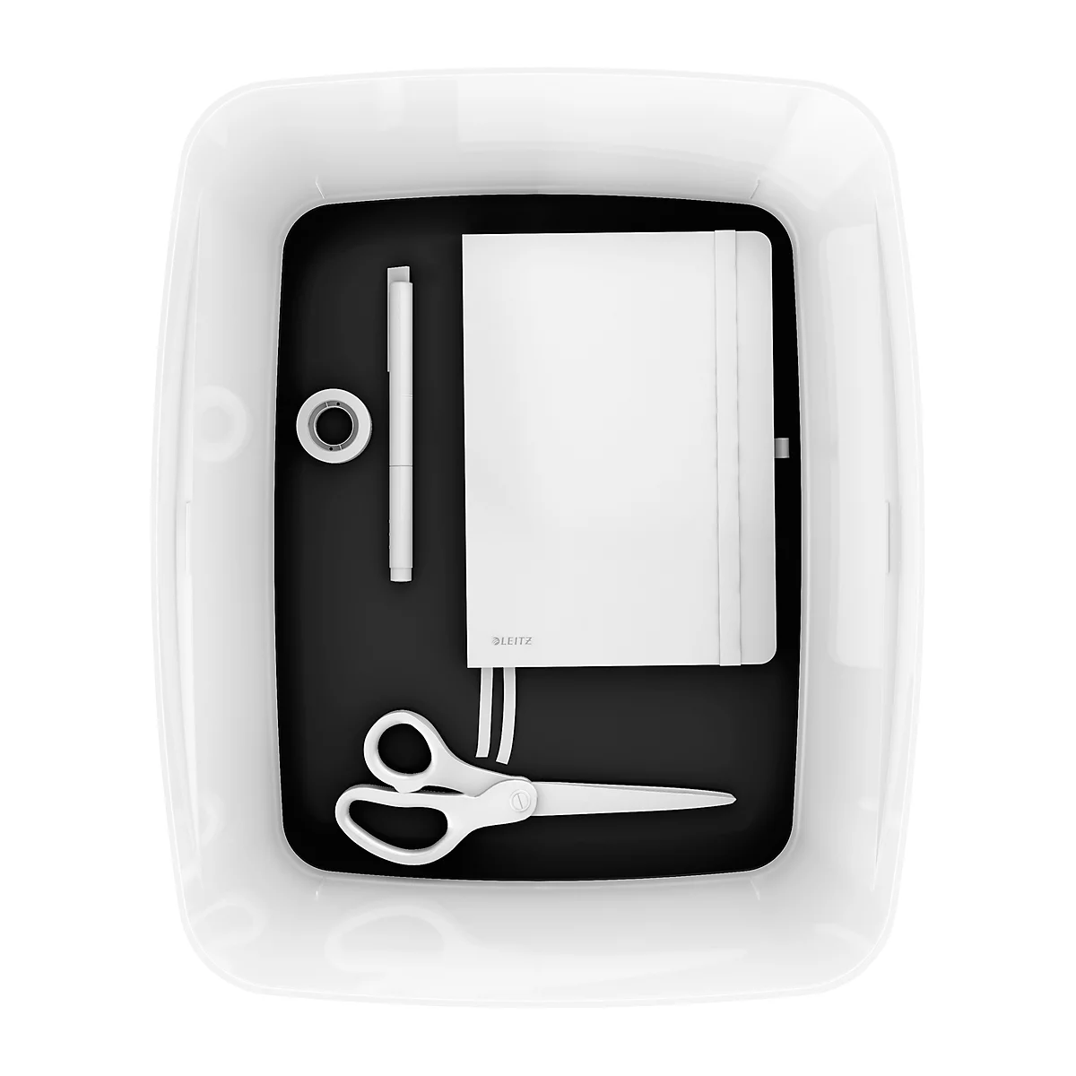 Boîte de rangement Leitz MyBox, DIN A4, pour les ustensiles, blanc/noir