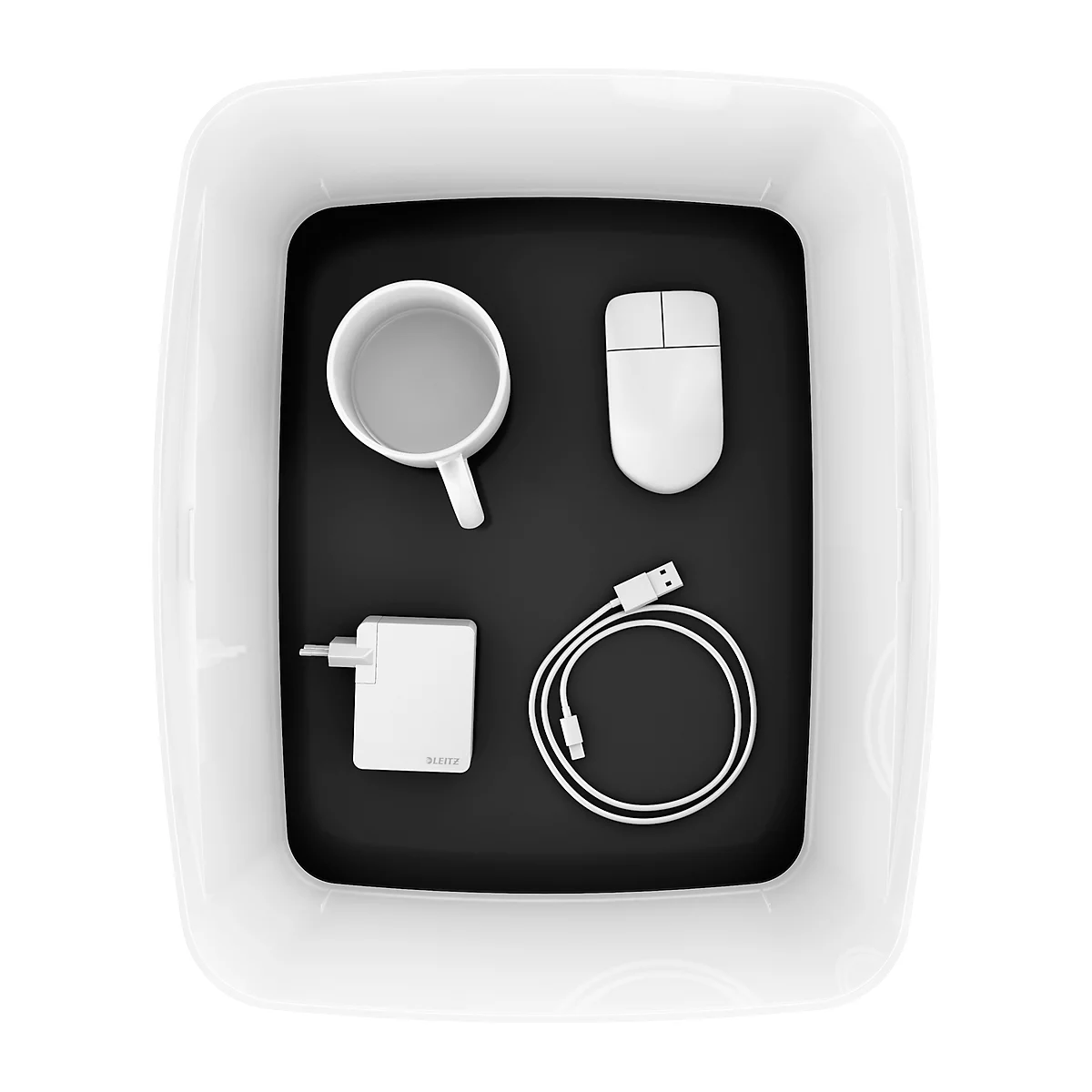 Boîte de rangement Leitz MyBox, DIN A4, pour les ustensiles, blanc/noir