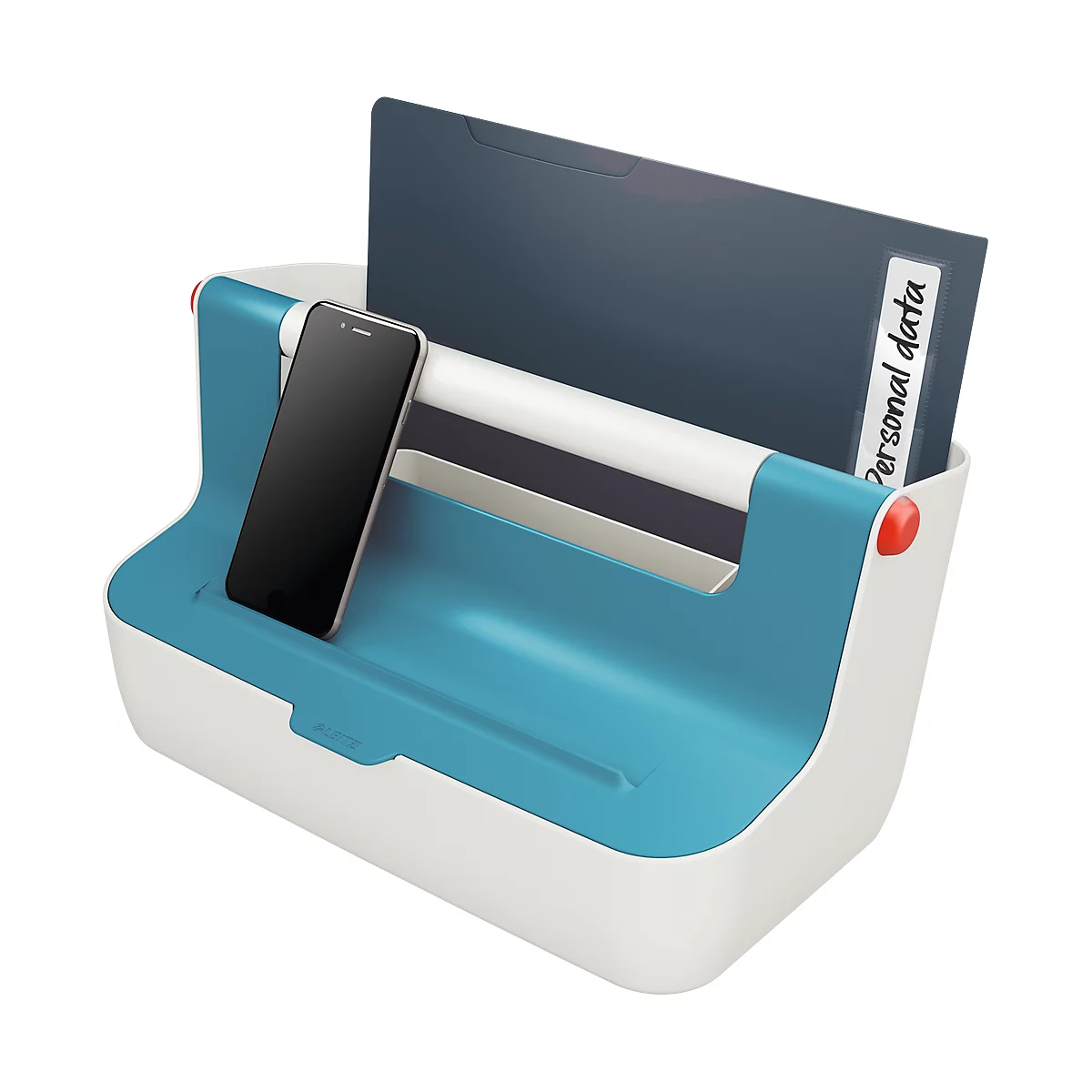 Boîte de rangement mobile Cosy Leitz®, poignée de transport et couvercle, jusqu'au format A4, bleu