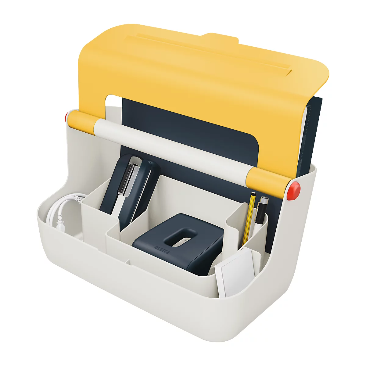 Boîte de rangement mobile Cosy Leitz®, poignée de transport et couvercle, jusqu'au format A4, jaune