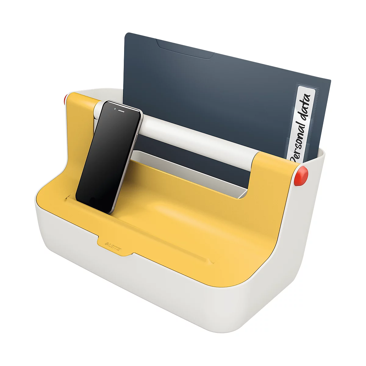 Boîte de rangement mobile Leitz® Cosy, poignée de transport et couvercle, jusqu'au format A4, jaune