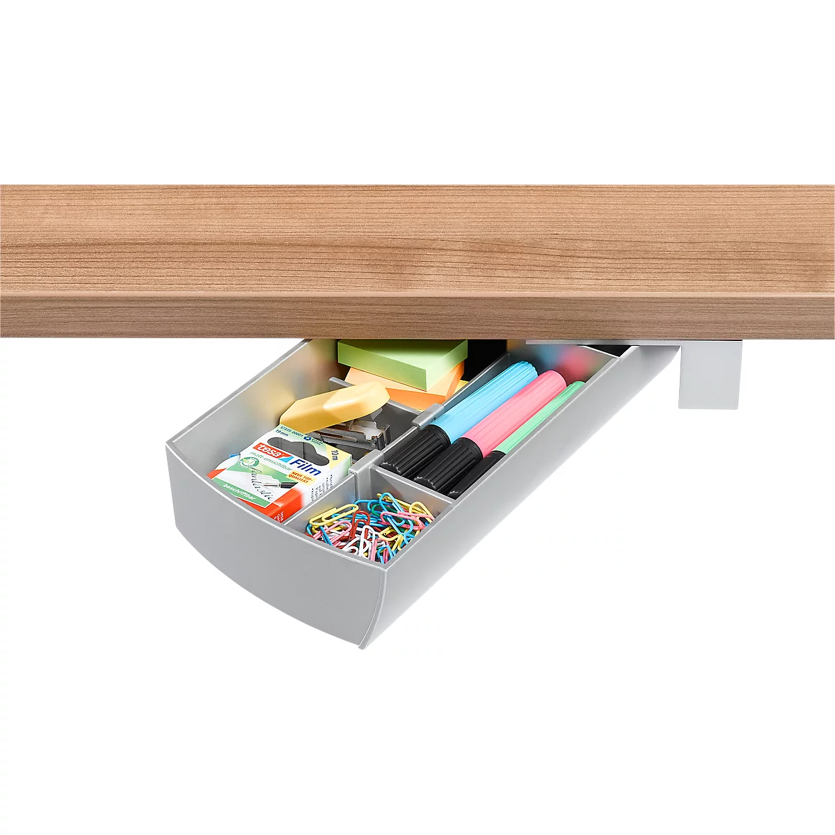 Boîte de rangement pivotante SWING à placer sous le bureau, alu blanc