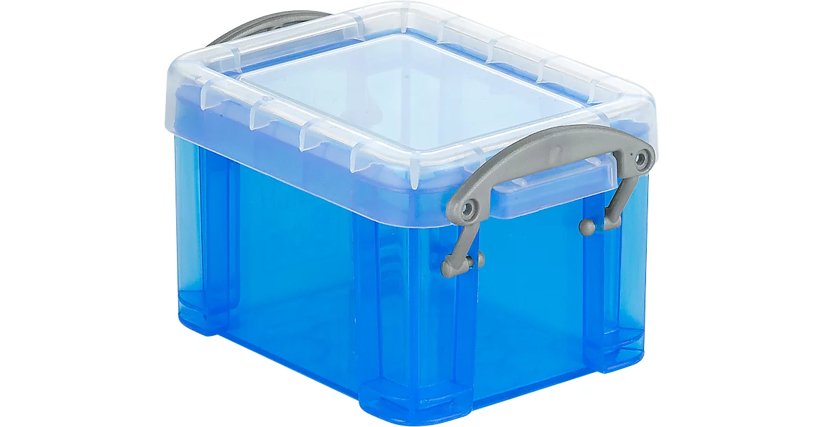 Boîte de rangement - avec couvercle - capacité 9 à 35 l - plastique - bleu  transparent