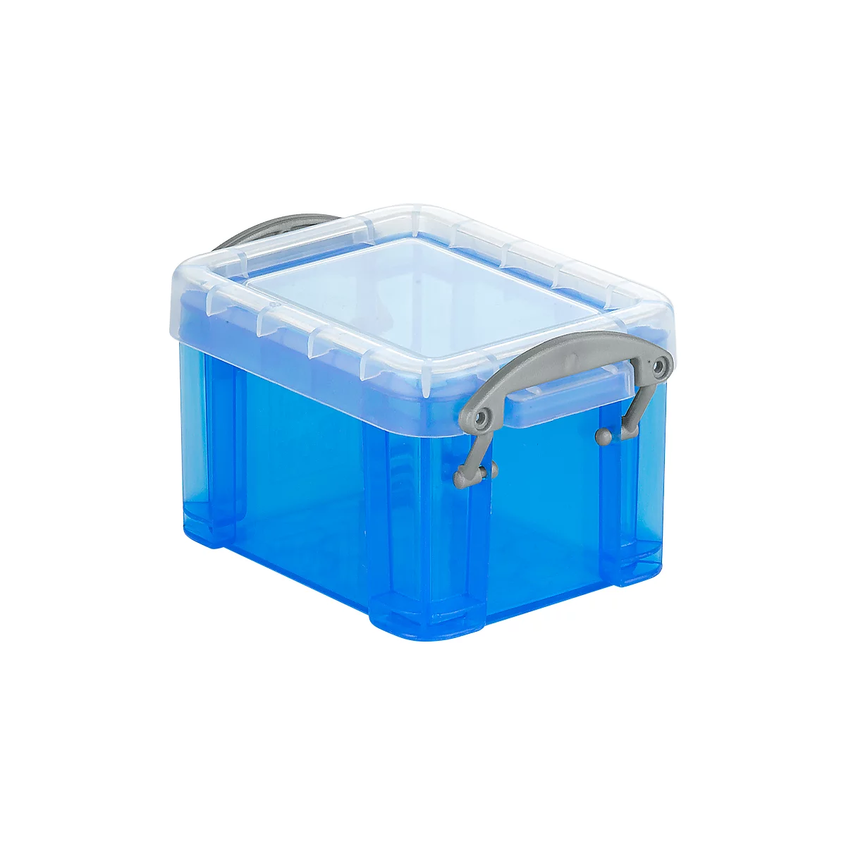 Boîte de rangement - avec couvercle - capacité 9 à 35 l - plastique - bleu  transparent