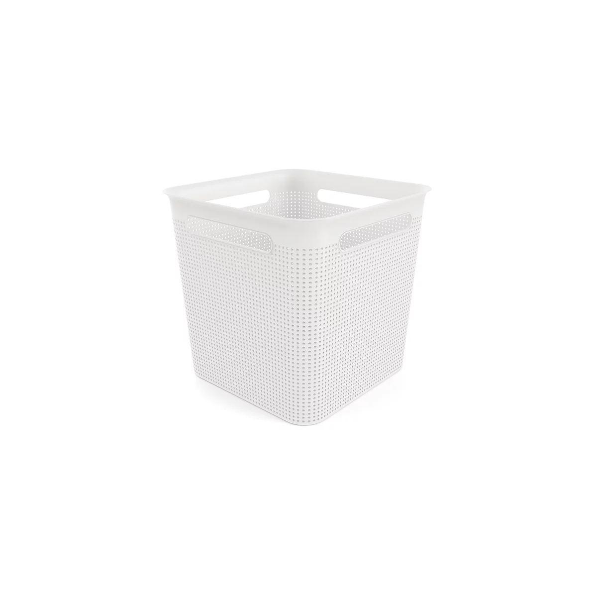 Boîte de rangement Rotho BRISEN, volume 18 l, carrée, structure perforée, empilable, sans couvercle, L 291 x l 291 x H 281 mm, PP recyclé, blanc