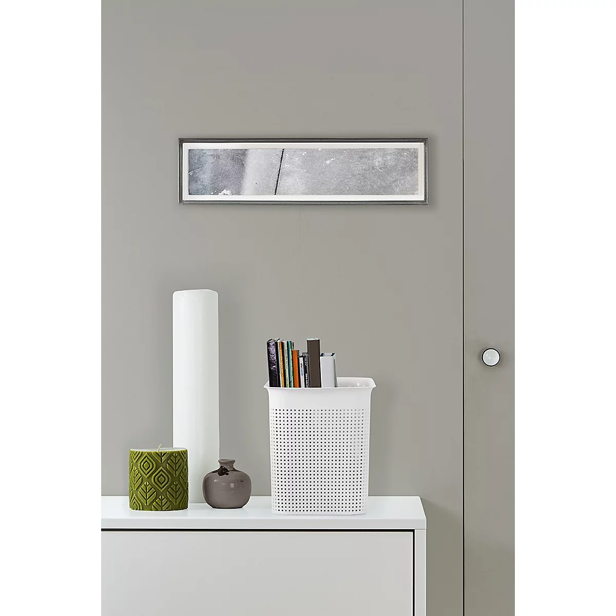 Boîte de rangement Rotho BRISEN, volume 7 l, haute &amp; étroite, structure perforée, empilable, sans couvercle, L 262 x l 180 x H 211 mm, PP recyclé, blanc