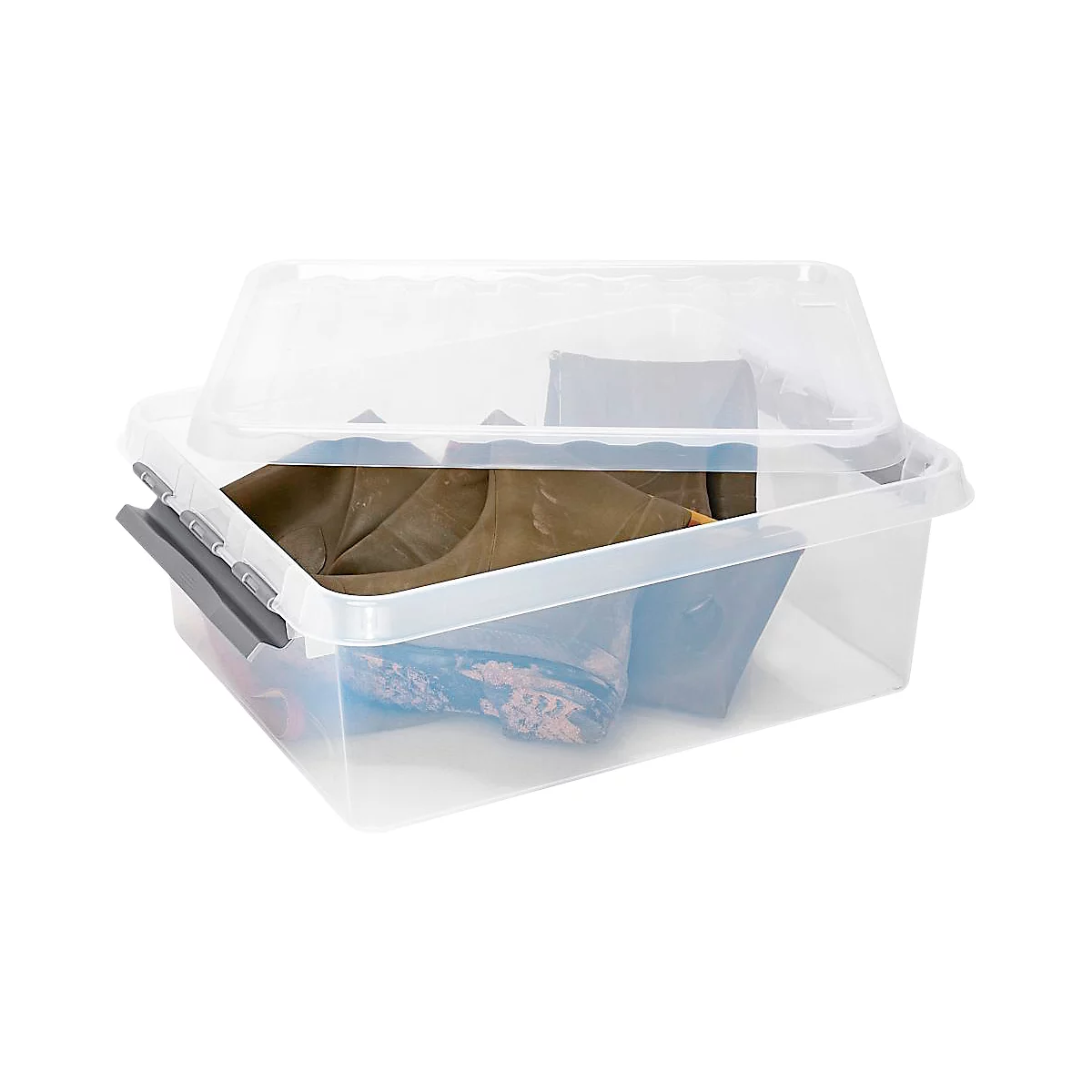 Boîte de rangement Sunware Q-line - couvercle - clips de fermeture - transparent - L 500 x l 400 x H 180 mm - 25 l