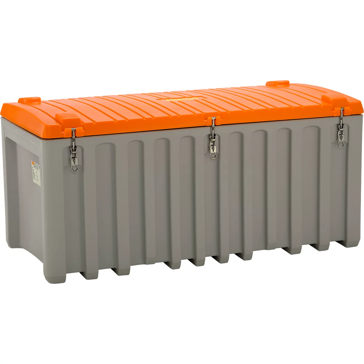 Boîte de transport et de plateforme CEMO CEMbox 750, polyéthylène, 750 l, L 1700 x l 840 x H 800 mm, empilable, avec porte latérale, gris/orange