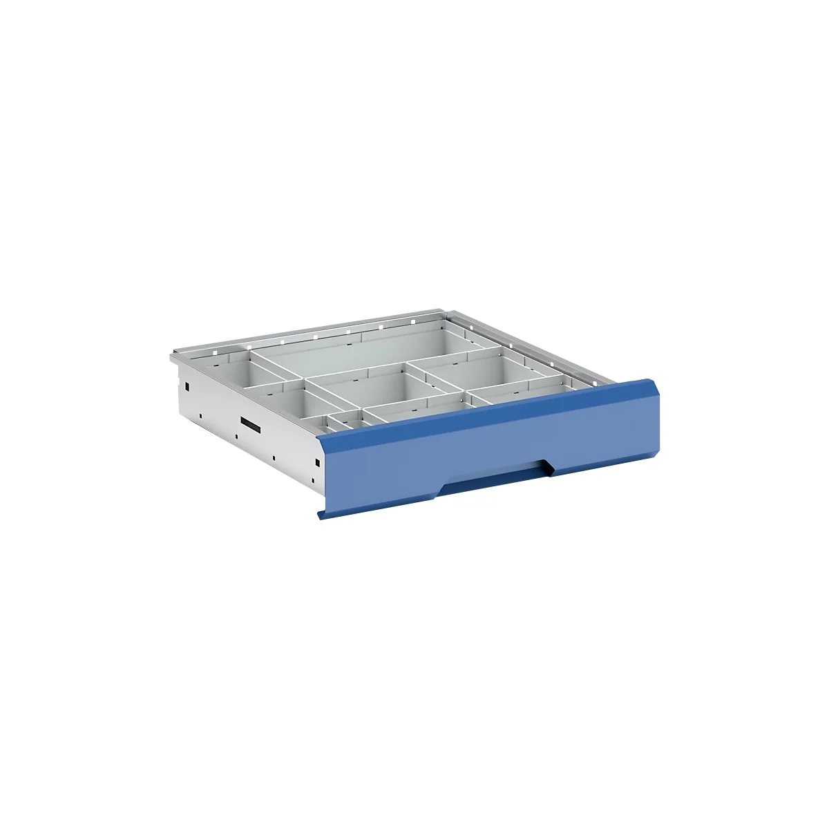 Boîtes pour petites pieces bott verso, pour tiroirs, set de 15 boîtes, pour hauteur de front 100/125 mm, L 525 x P 550 x H 77 mm, tôle d'acier