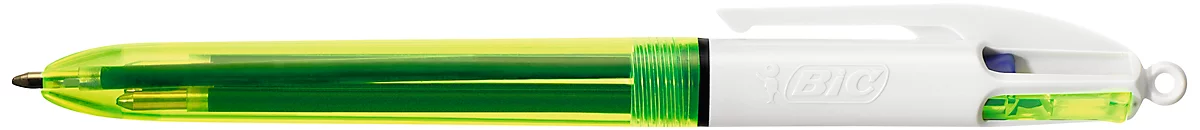 Bolígrafo de cuatro colores BIC® 4 Colours® Fluo, resistente al agua, 0,4 mm, incluido el amarillo neón para resaltar