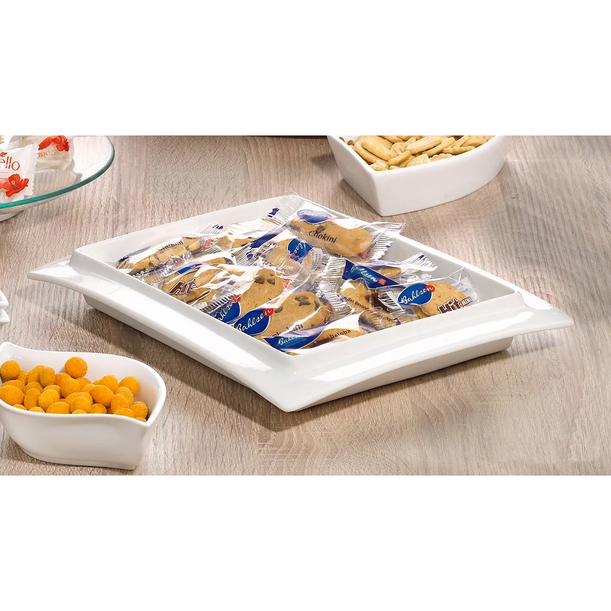 Bols à pâtisserie Betty, porcelaine dure, L 295 × l 235 mm, lavable au lave-vaisselle, blanc, 8 pièces