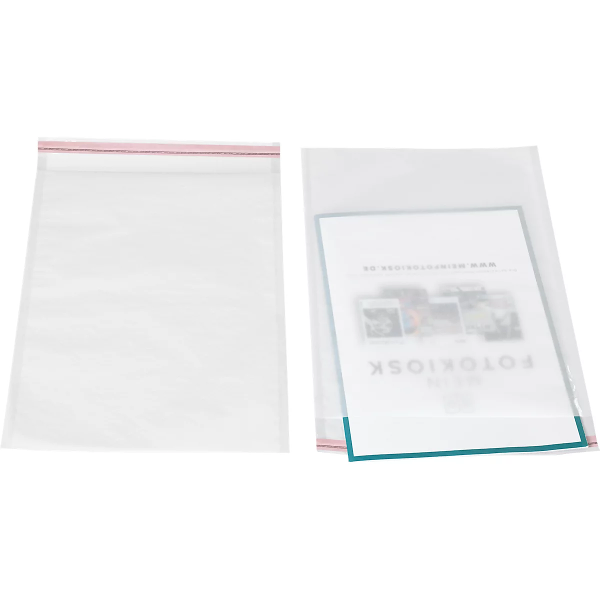 Bolsa de embalaje, resellable, con solapa y costura de sellado, resistente al desgarro, 268 x 350 mm/250 x 350 mm, papel cristal FSC®, semitransparente, 500 uds.