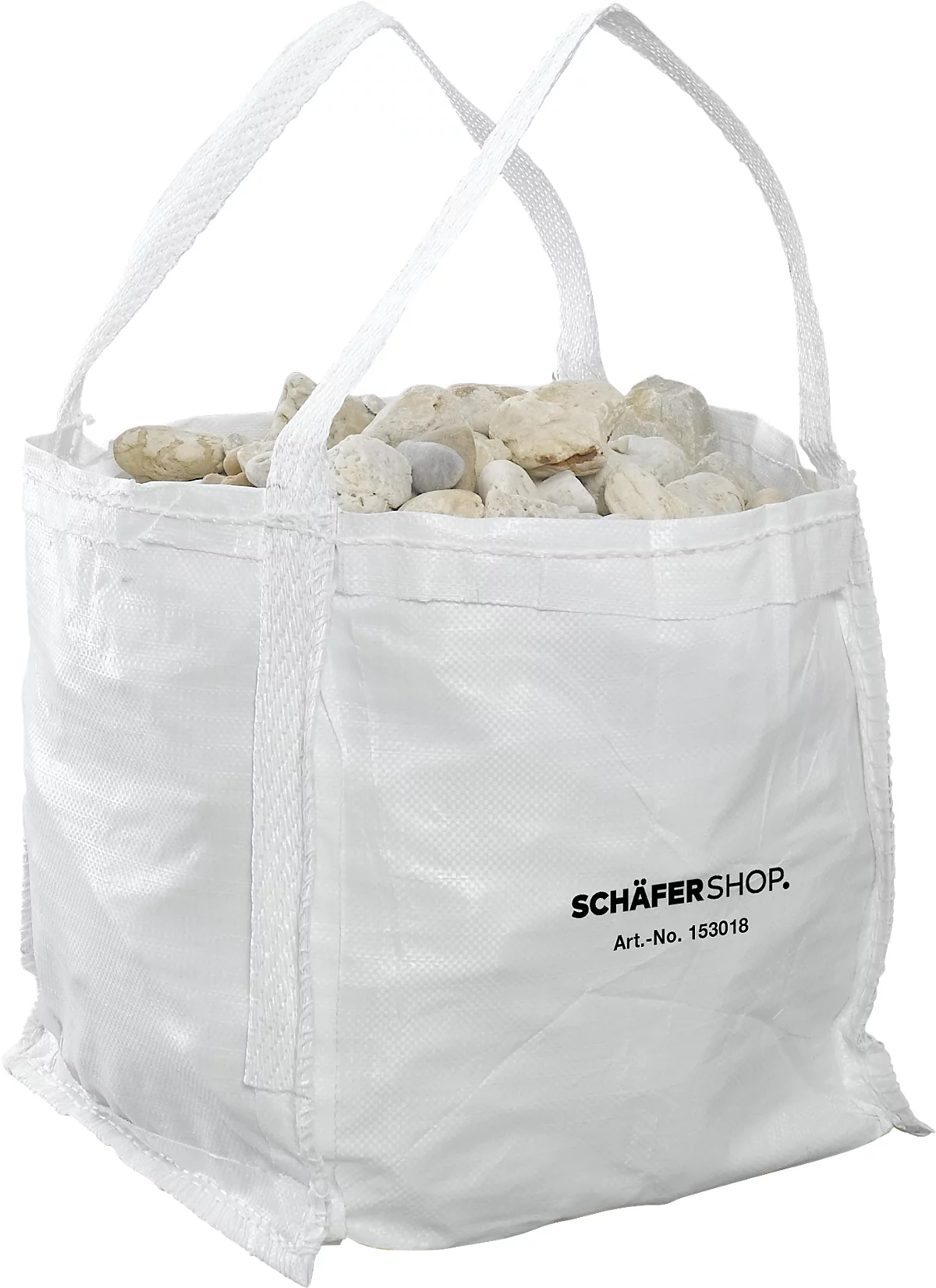 Bolsa para contenedores Schäfer Shop Genius Big Bag, abierta, hasta 100 kg, 2 lazos de elevación, 5 piezas, ancho 400 x fondo 400 x alto 400 mm, blanco