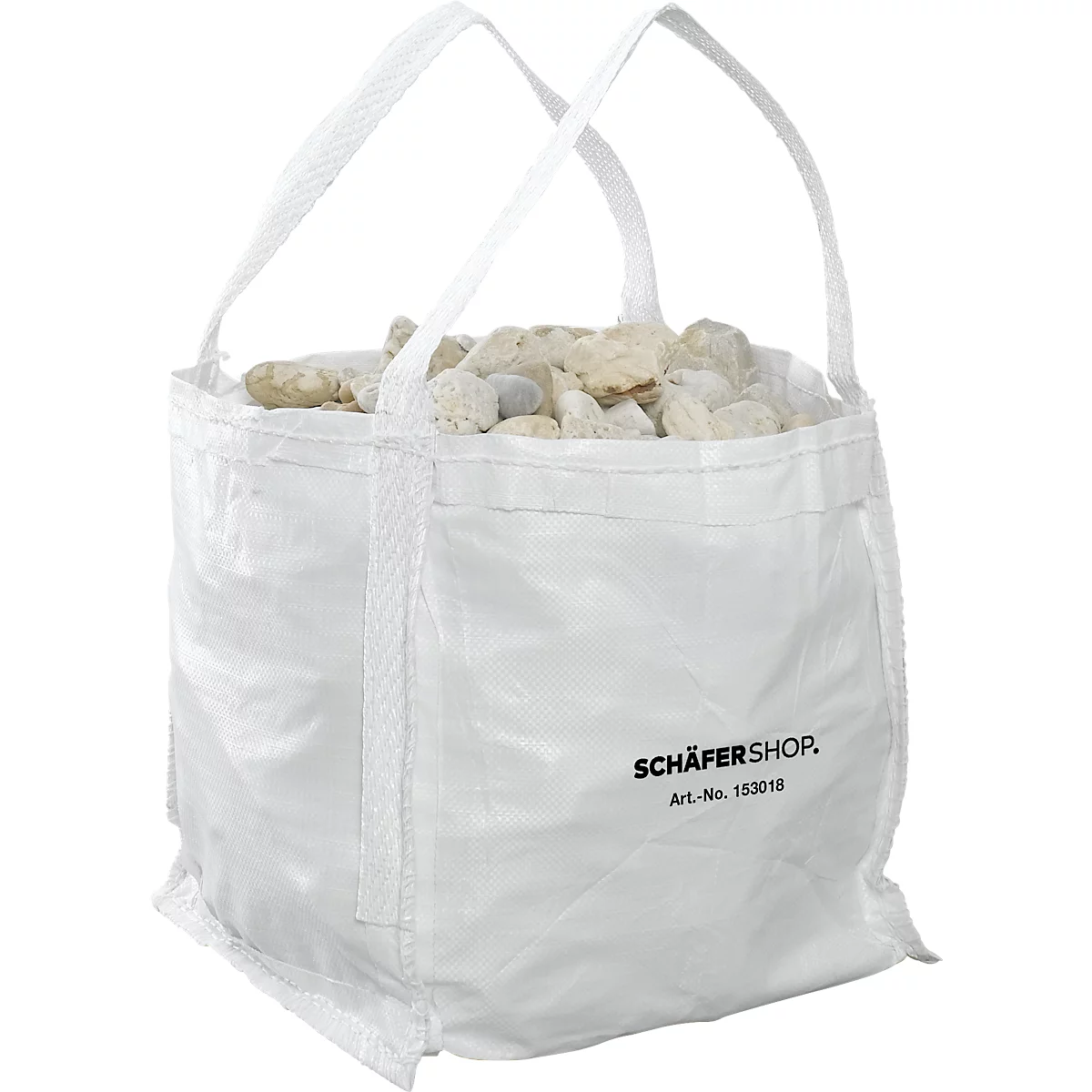 Bolsa para contenedores Schäfer Shop Genius Big Bag, abierta, hasta 100 kg, 2 lazos de elevación, 5 piezas, ancho 400 x fondo 400 x alto 400 mm, blanco