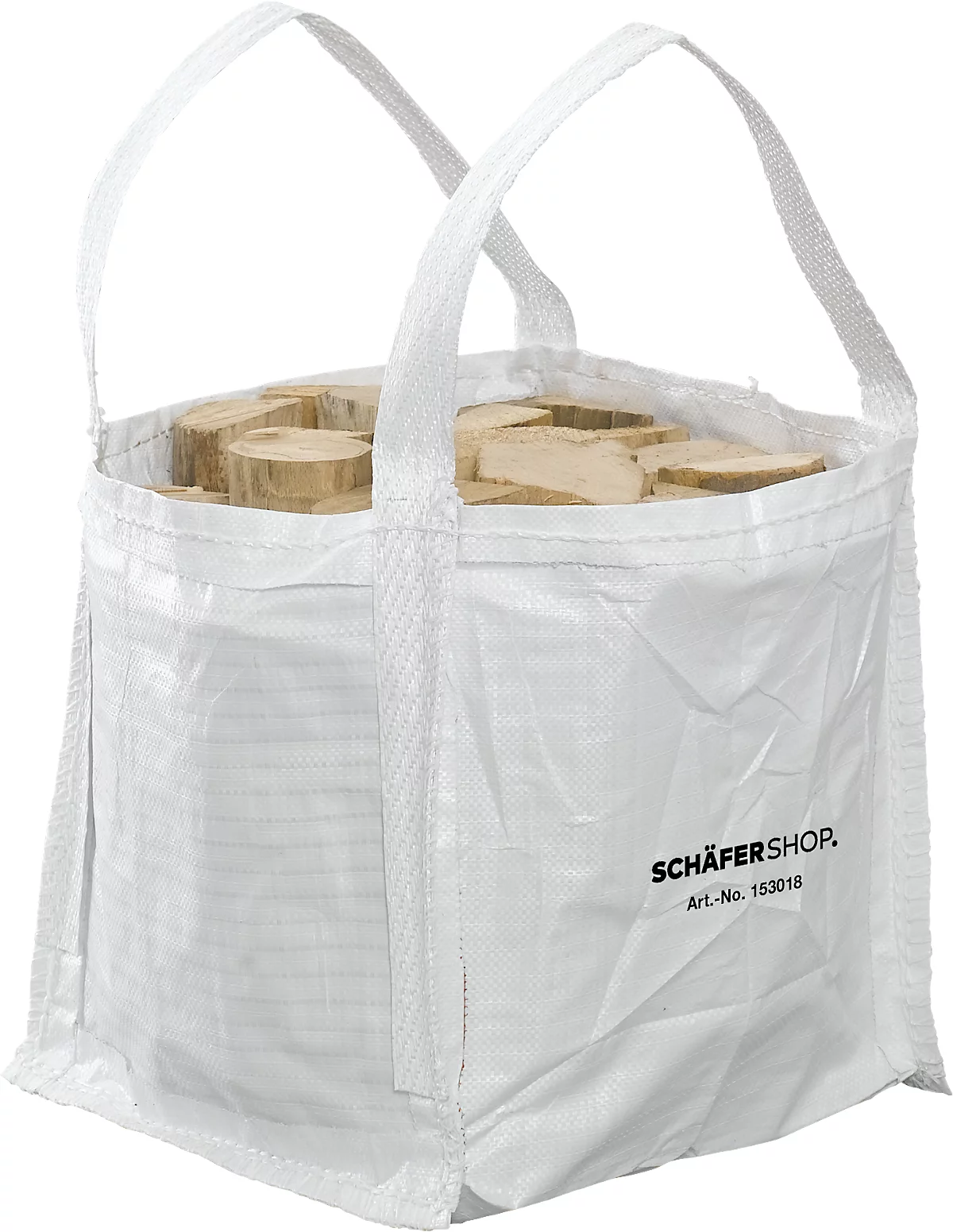 Bolsa para contenedores Schäfer Shop Genius Big Bag, abierta, hasta 100 kg, 2 lazos de elevación, 5 piezas, ancho 400 x fondo 400 x alto 400 mm, blanco