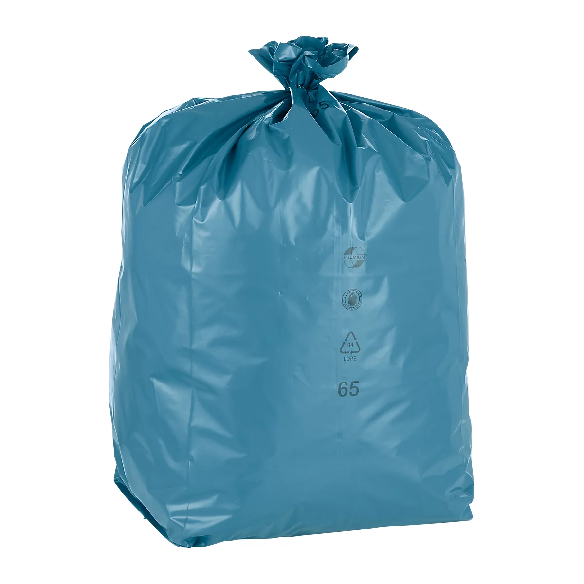 Bolsas de basura Deiss Premium, 120 L, resistentes al desgarro, LDPE reciclado, 100 p., azul