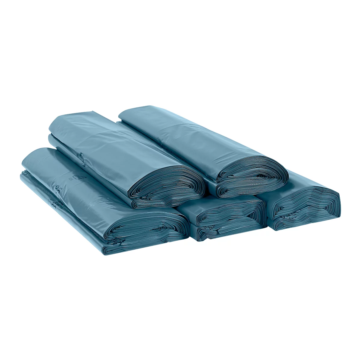 Bolsas de basura Deiss Premium, 120 L, resistentes al desgarro, LDPE reciclado, 100 p., azul