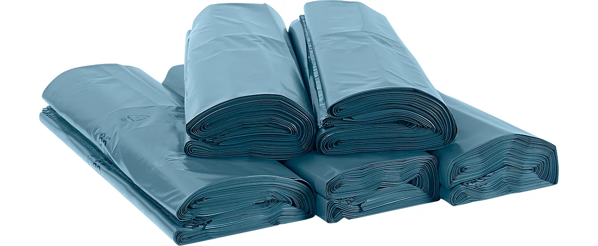 Bolsas de basura Deiss Premium, 240 L, resistentes al desgarro, LDPE reciclado, 100 p., azul