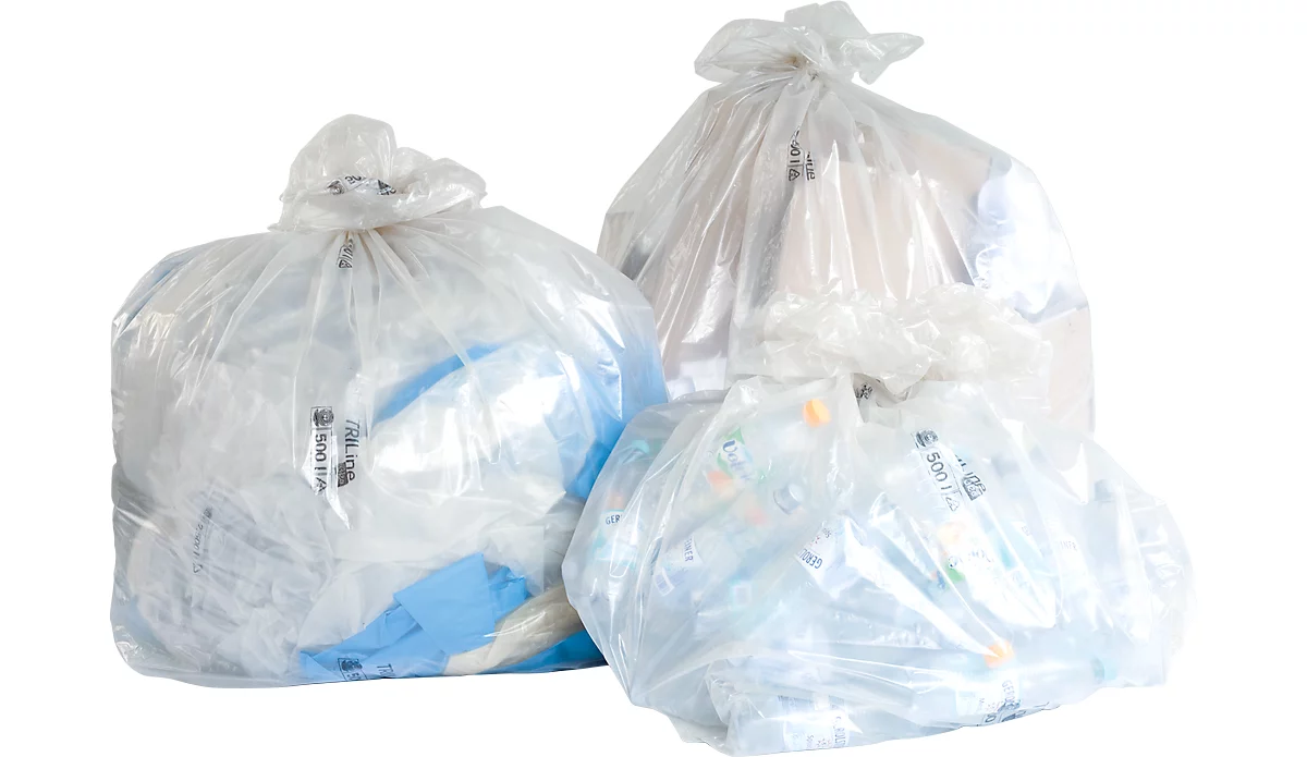 Bolsas de basura y reciclaje TRILine® de gran volumen, polietileno reciclado, 240 l, 100 unidades