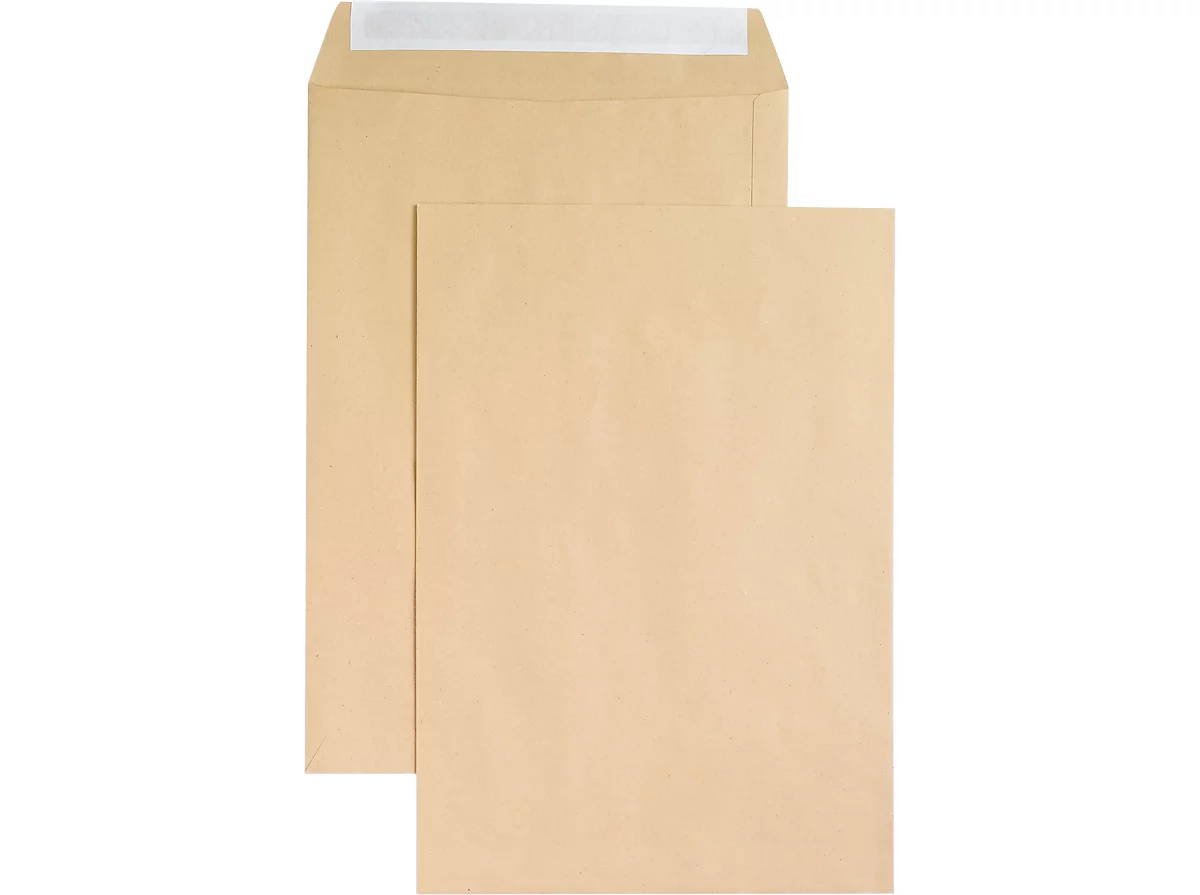 Bolsas de correo, sin ventana, adhesivas, 120 g/m², formato DIN B4, 250 unidades, marrón natrón
