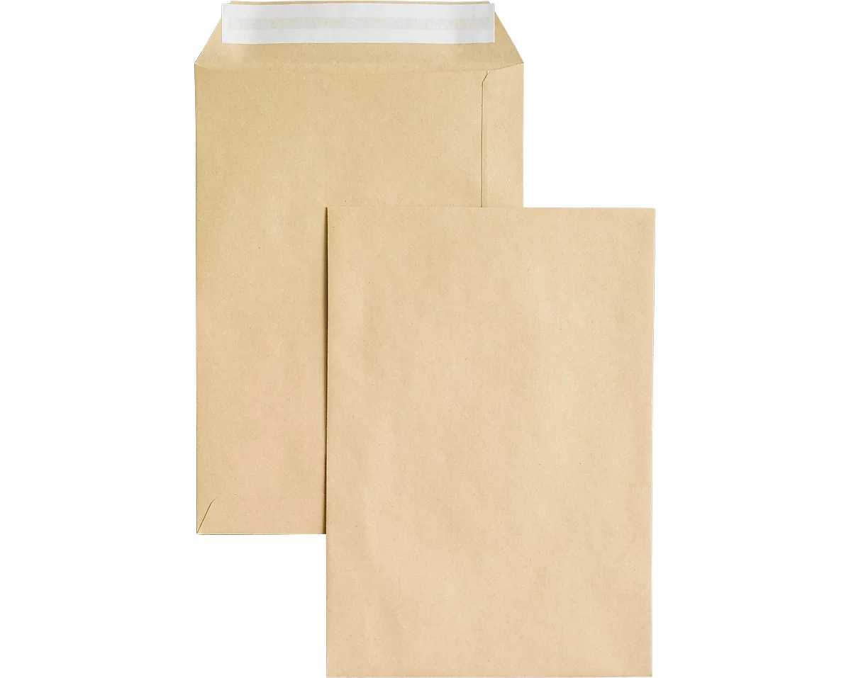 Bolsas de correo, sin ventana, adhesivas, 90 g/m², DIN C5, 500 unidades, marrón natrón
