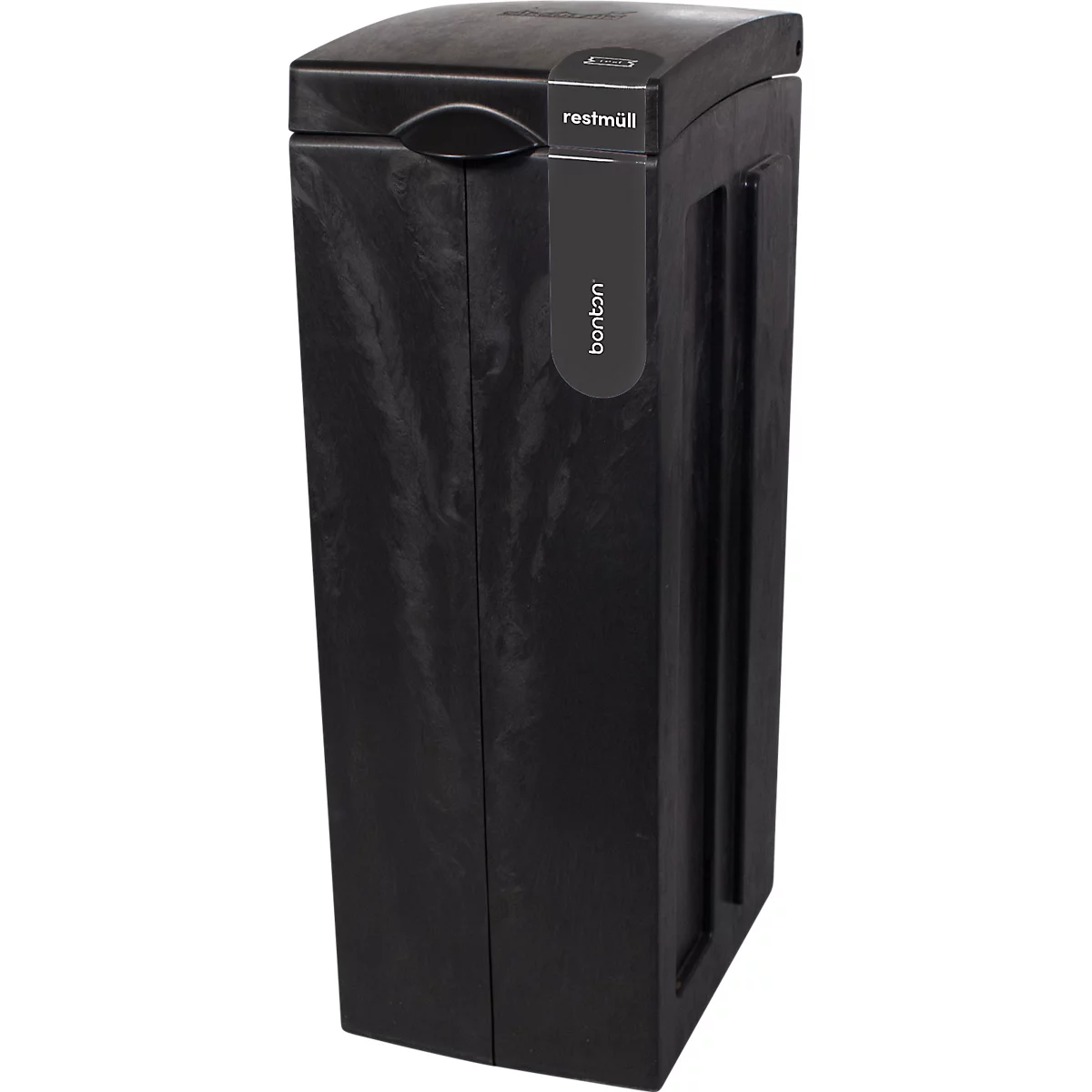 BonTon Abfalltrennsystem Rest-Abfall, 70 Liter, recyceltes Polypropylen, einzigartiges Design, B 280 x T 430 x H 771 mm, grau