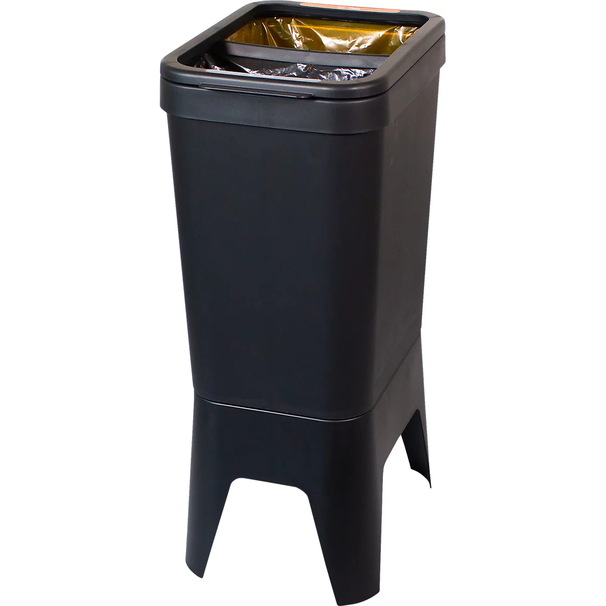 BonTon Corbeille Circubin, 2 x 20 litres, polypropylène, couvercle ouvert, avec séparateur, L 300 x P 410 x H 760 mm, anthracite