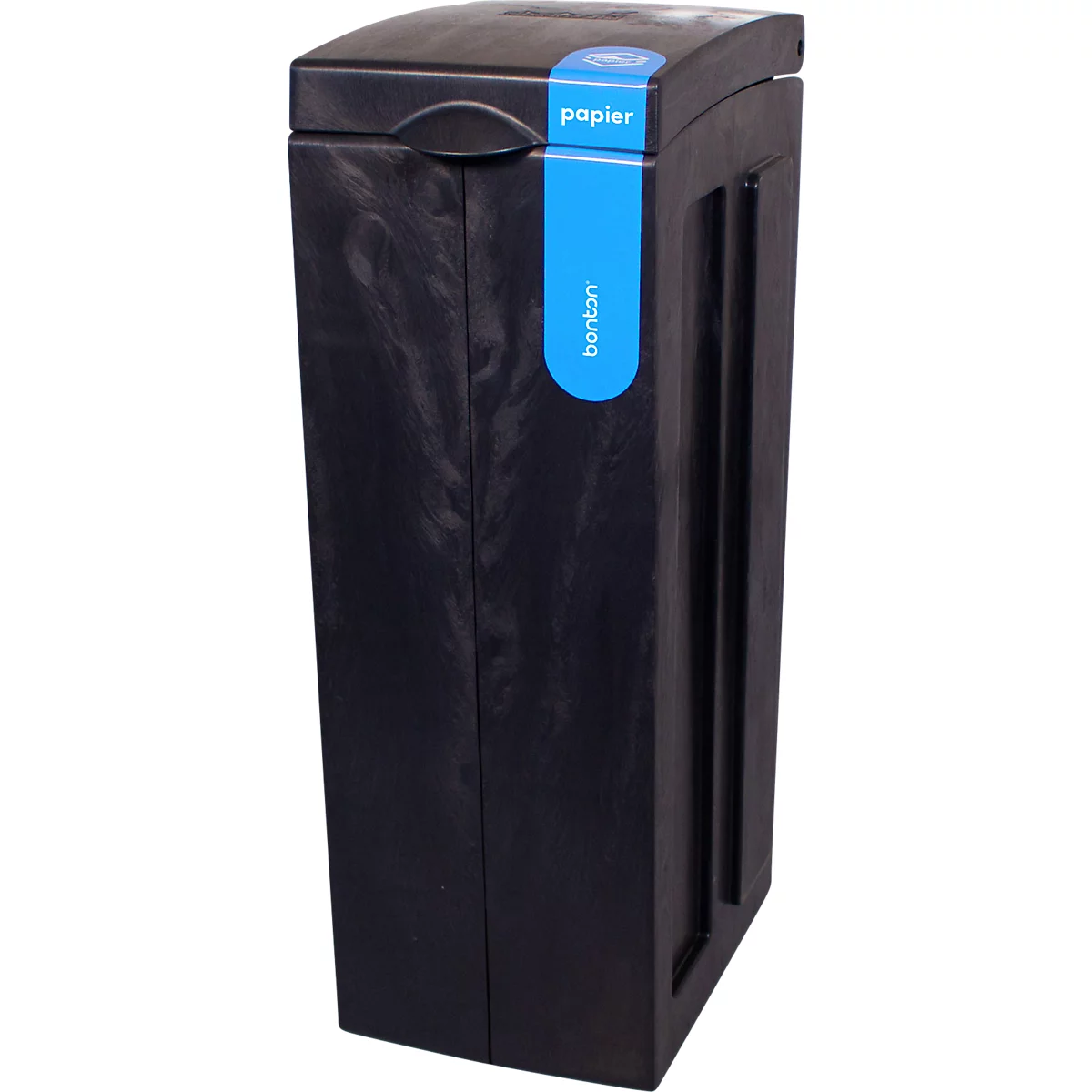 BonTon Système de tri des déchets papier, 70 litres, polypropylène recyclé, design unique, L 280 x P 430 x H 771 mm, bleu/gris