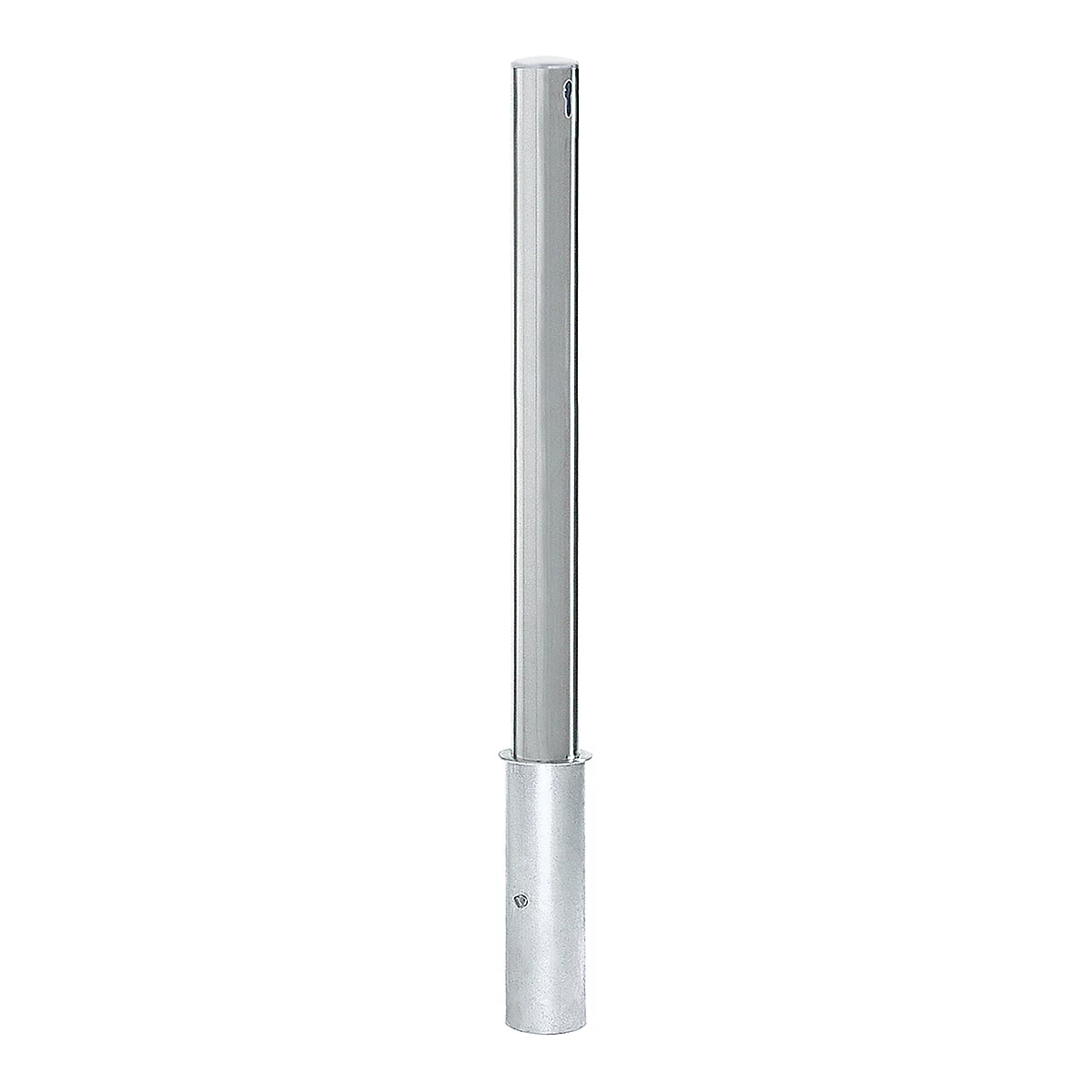 Borne en inox, couvercle plat, amovible, dispositif demi-cylindre profilé