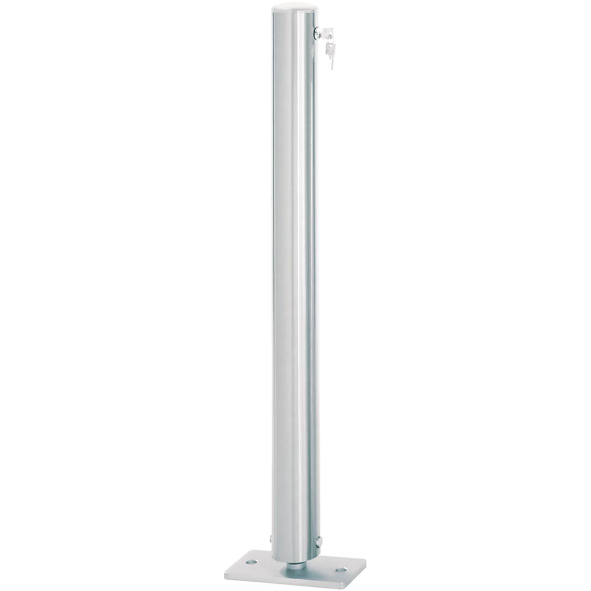 Borne en inox, couvercle plat, rabattable, fermeture individuelle