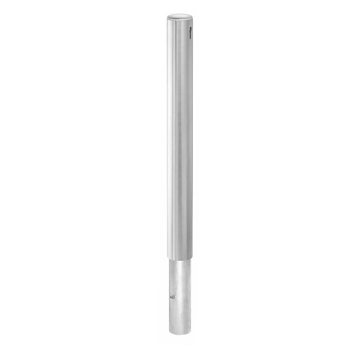Borne en inox Plus, amovible, avec serrure à demi-cylindre profilé, pieu d'ancrage inclus
