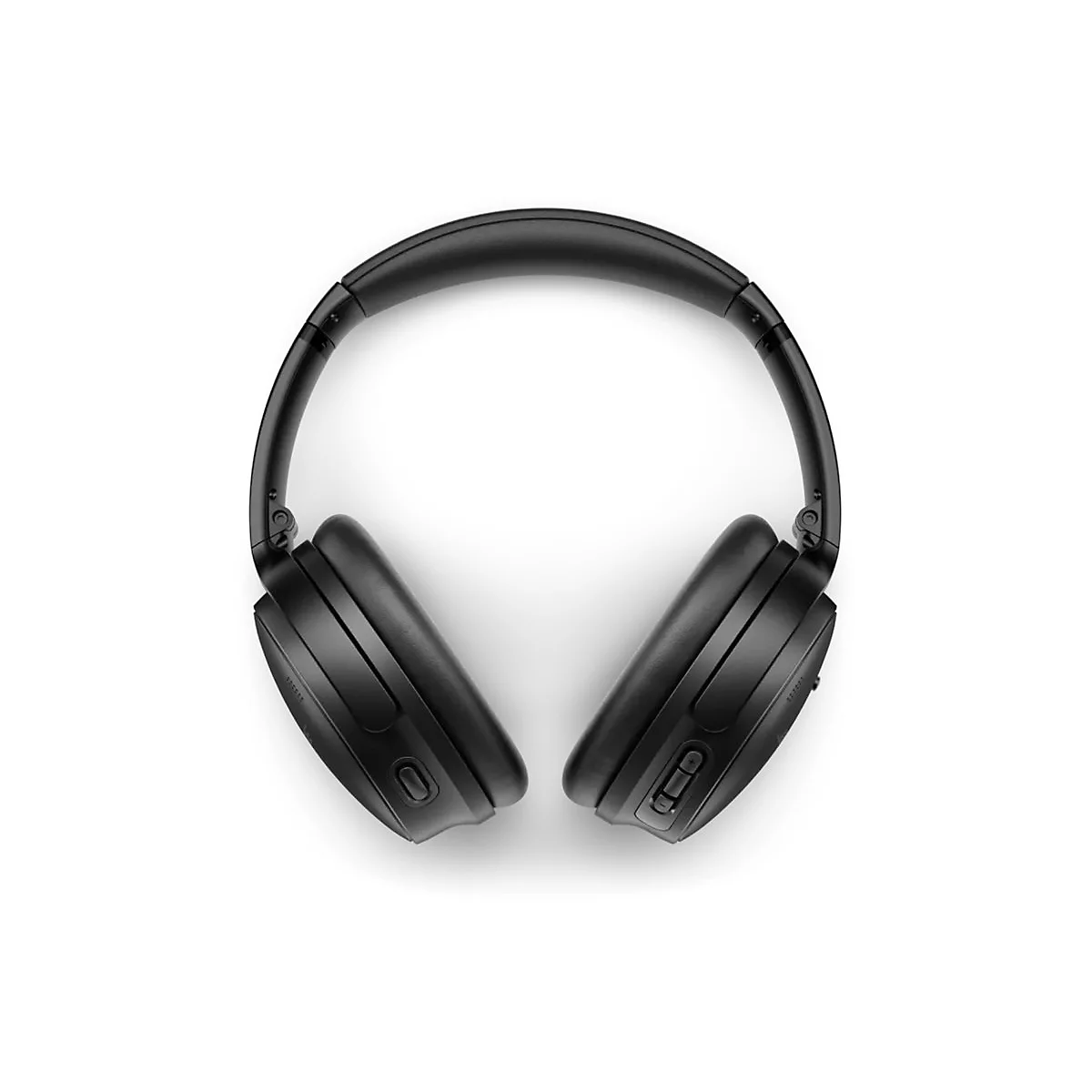 Schwarze Over-Ear-Kopfhörer vor weißem Hintergrund, Vorderansicht.