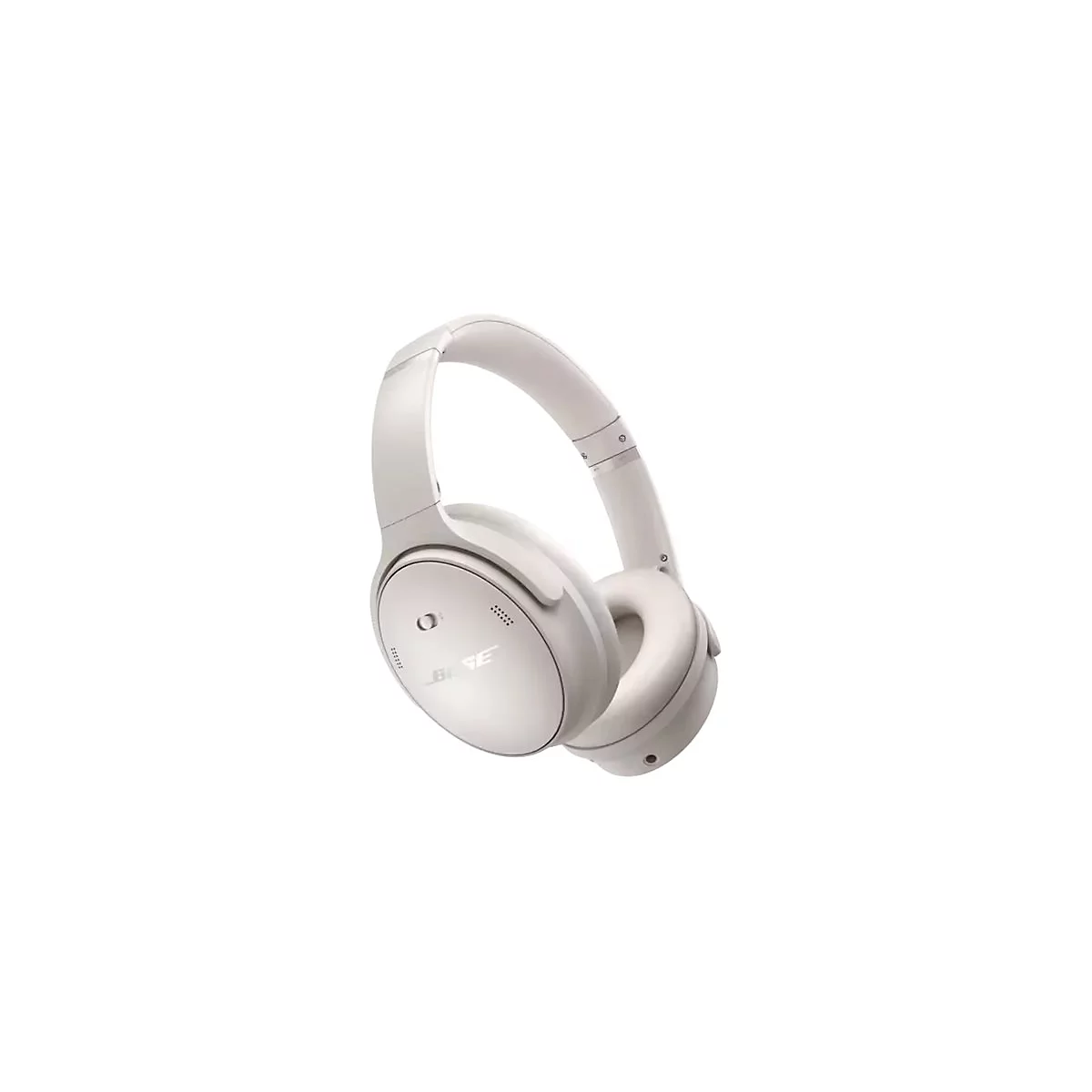 Weiße Bose Over-Ear-Kopfhörer vor weißem Hintergrund.