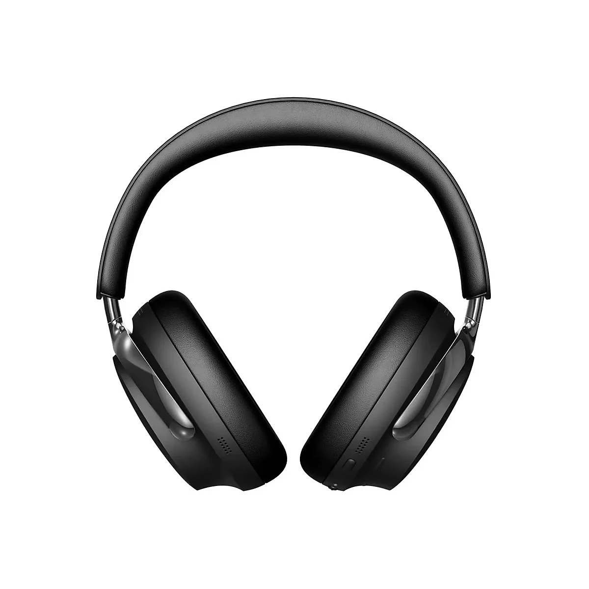 Schwarze Over-Ear-Kopfhörer vor weißem Hintergrund.